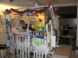 Rudy's new PICU room - Check out Nurse Amy!