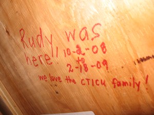 We left our mark in Rudy's room...shhh, don't tell!