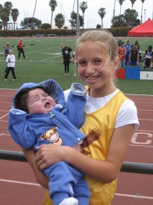 Post-race congratulatory hug!