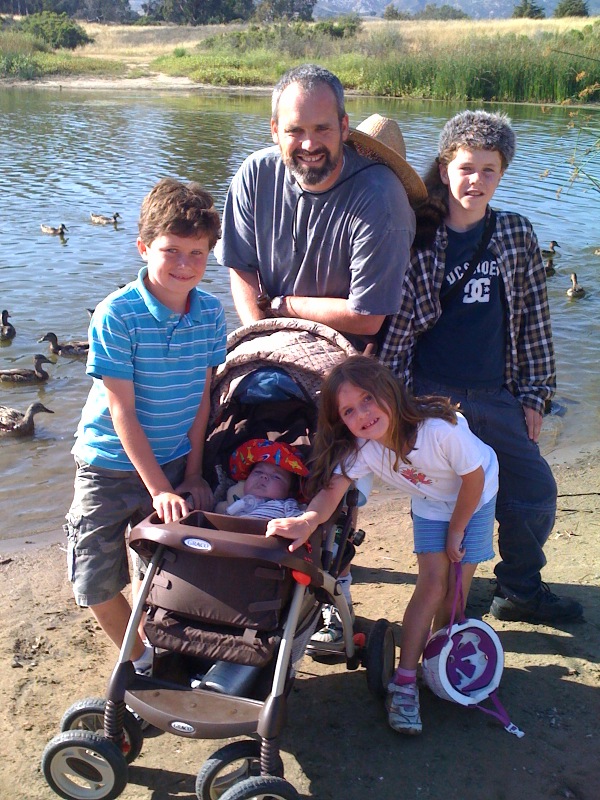 Feeding ducks on Father's Day