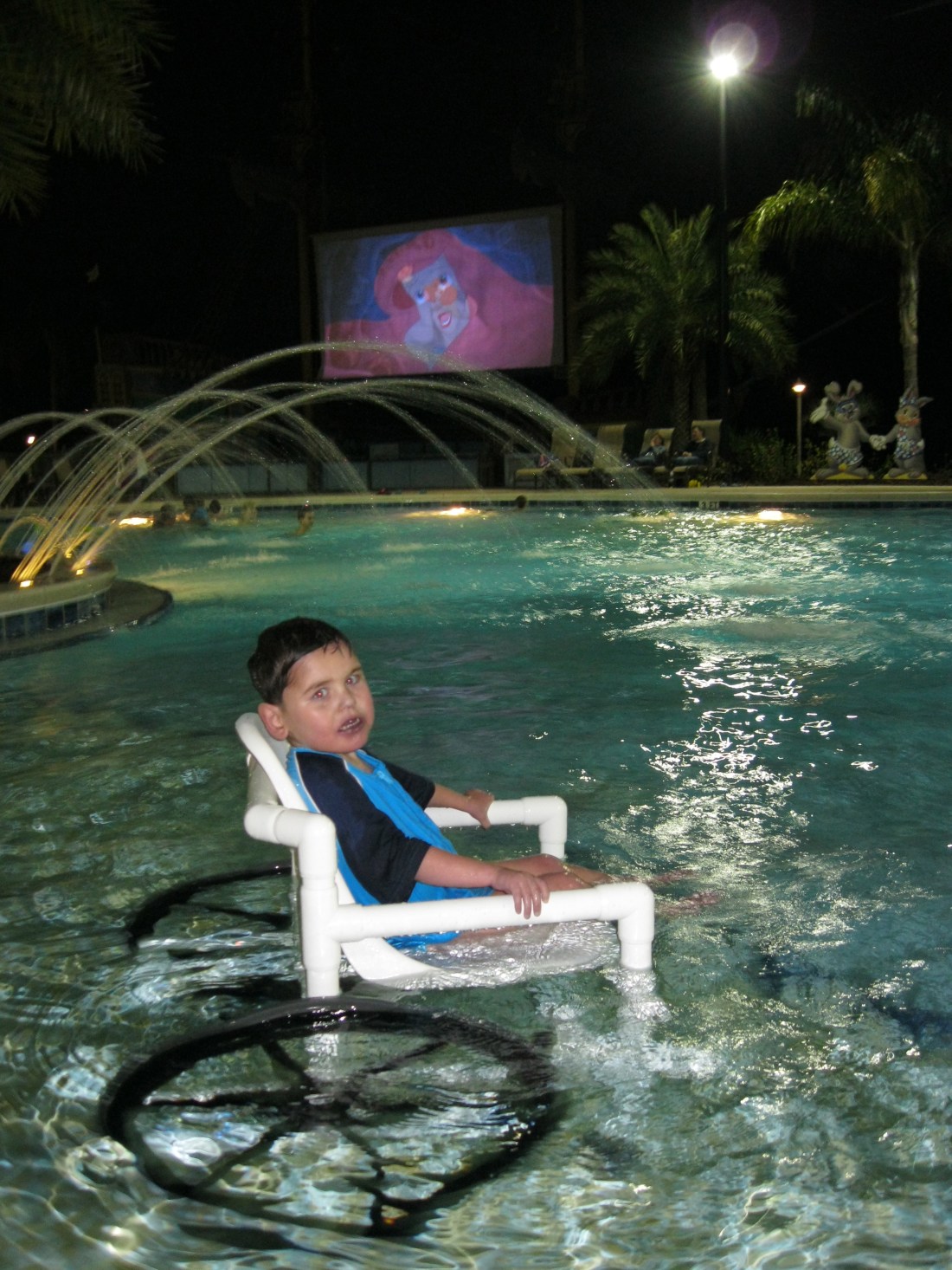 ...and a movie!  :)  (Rudy rocking the water wheelchair)