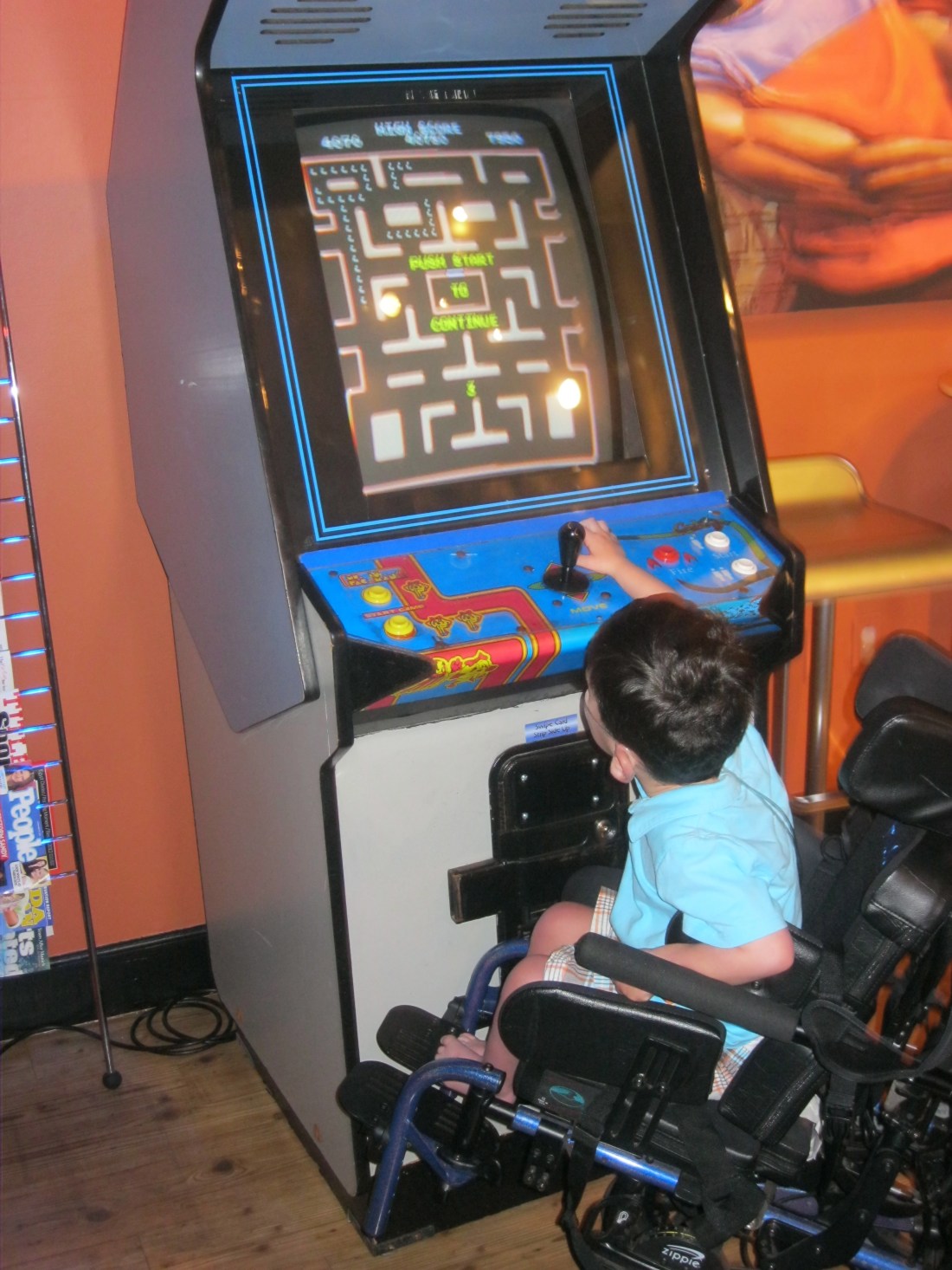 Rudy hanging out with the big boys in the game room!