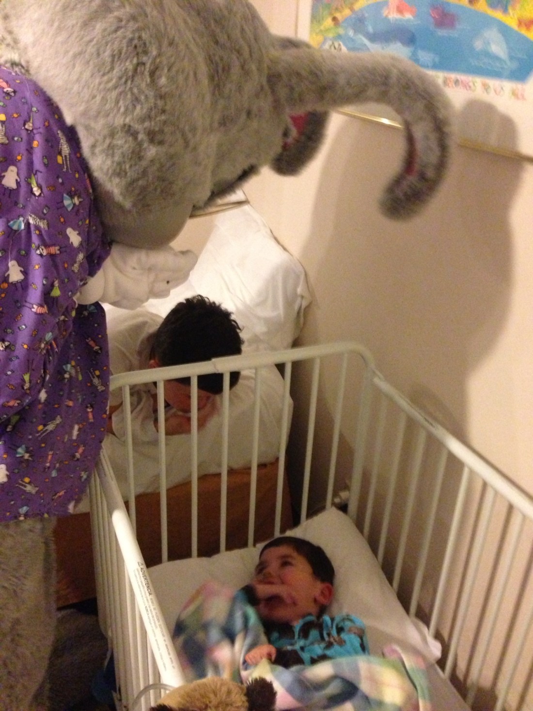 Getting tucked-in by Mayor Clayton!  Rudy's all smiles!