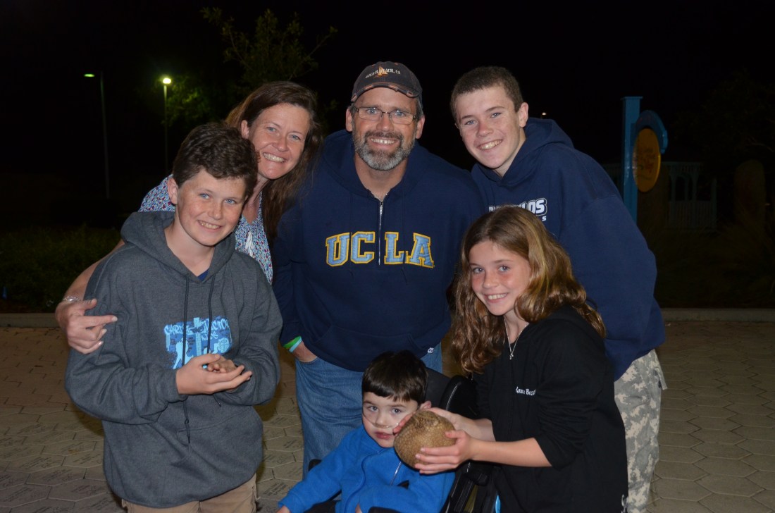 A visit with an armadillo from Discovery Cove