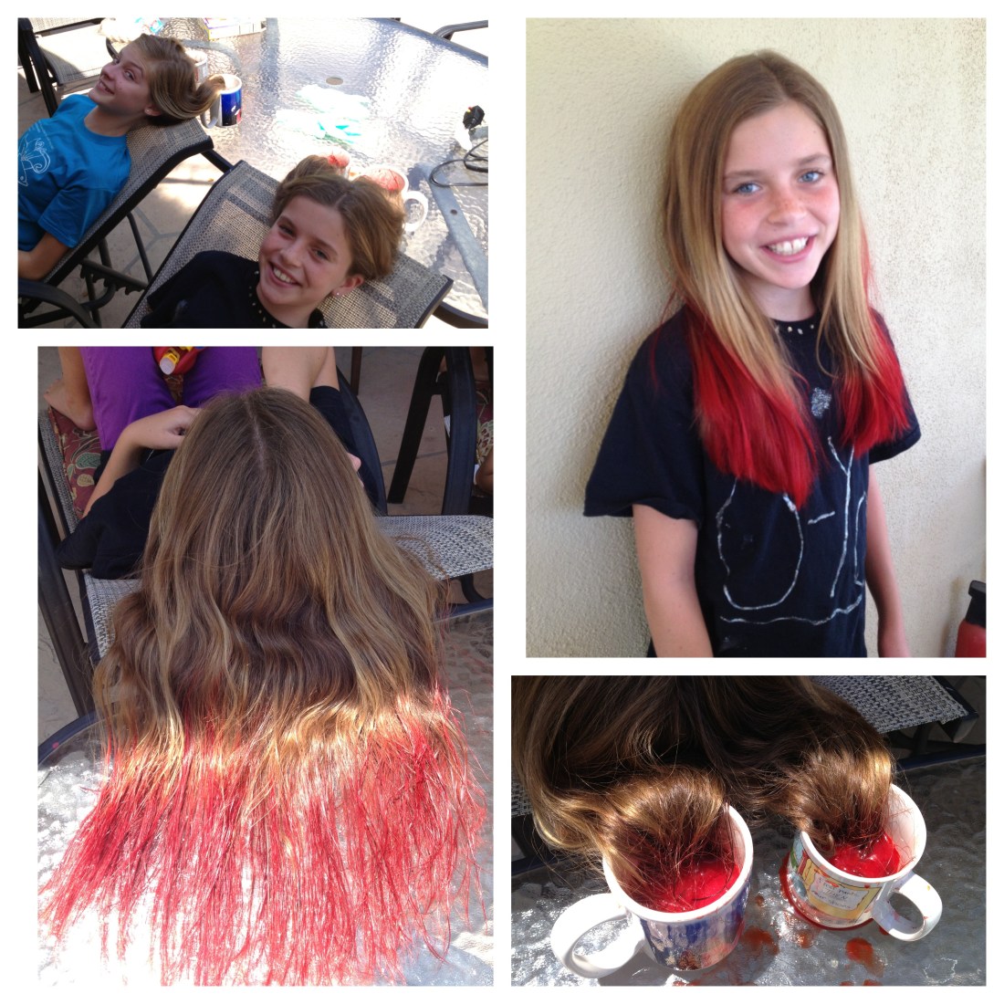Some summer fun...Kool-aid hair dye!!  Olivia and her friend Cady wanted to dye Rudy's hair!!!  I said no.  Ha Ha