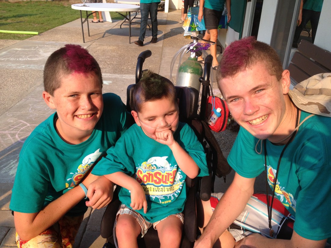 The boys and their "brohawks" at Vacation Bible School!
