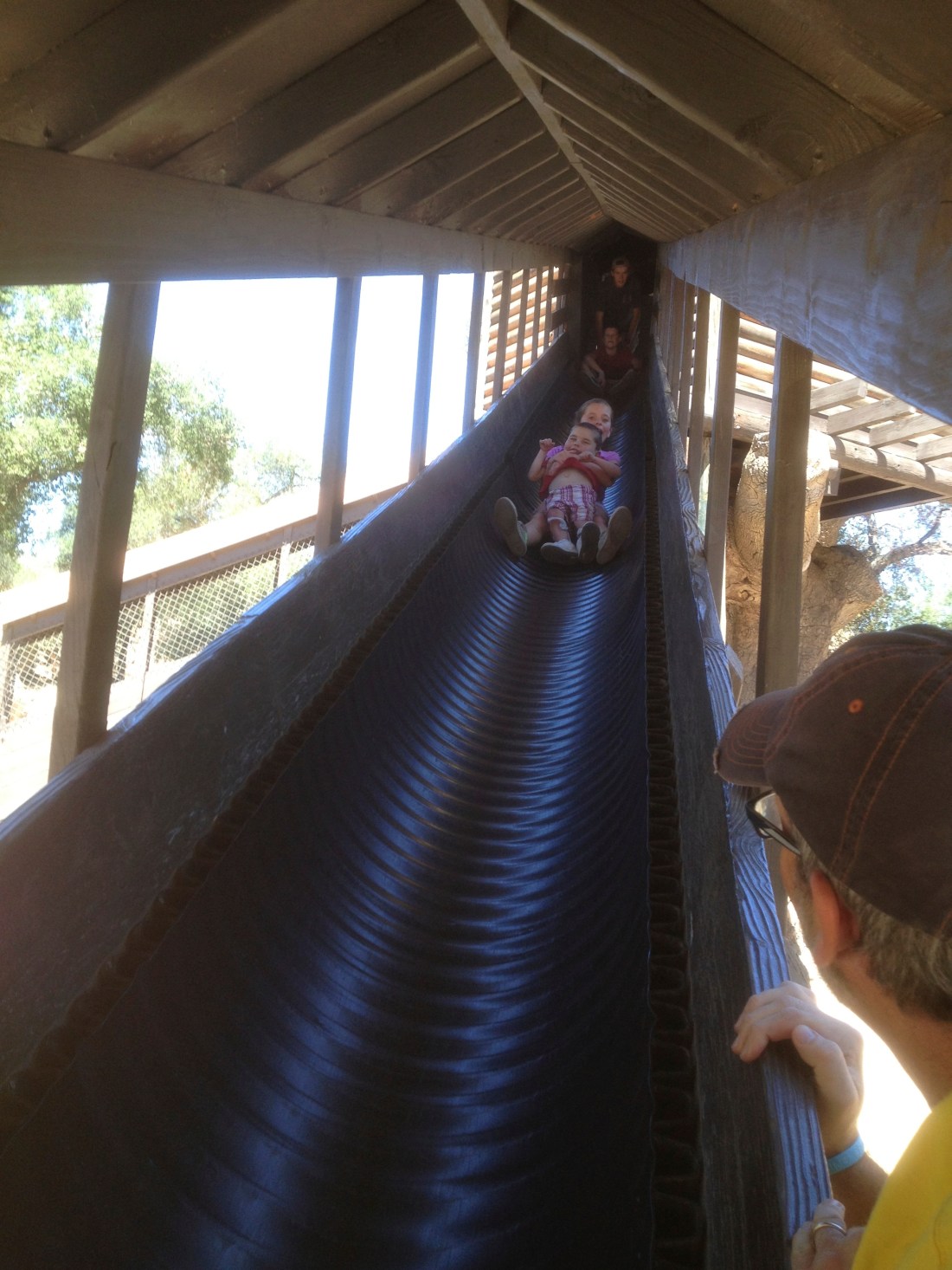 We stayed with our friends who live at Indian Hills Camp...the big sibs made sure Rudy got a turn on the giant slide!  