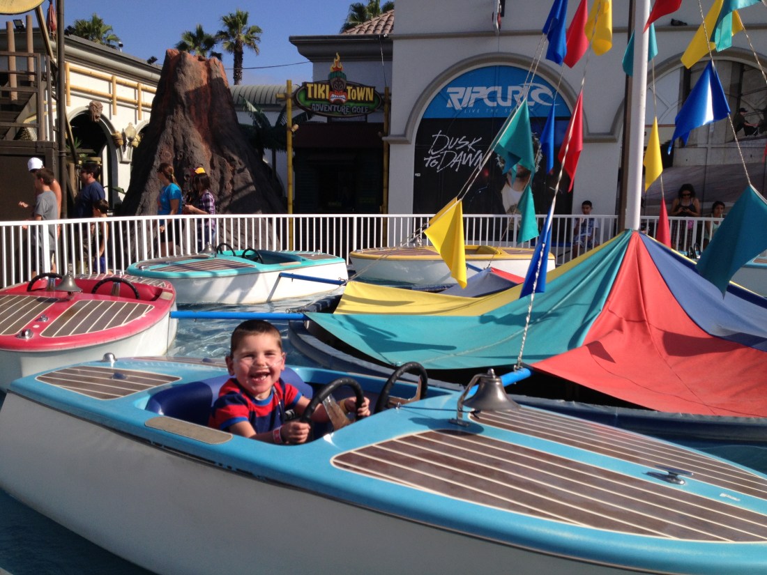 Rudy's favorite ride at Belmont Park on Mission Beach!  He road the boat 7 times!!!