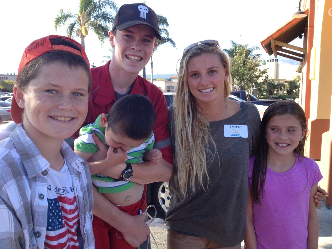Some of you may be wondering "Who is Lakey Peterson?"...she a SB local, world class surfer AND granddaughter of Herb Peterson - inventor of the egg mcmuffin!!!!  Ha Ha  Seriously, she's a sweet girl and it was super fun for the kids to finally meet her.  :)