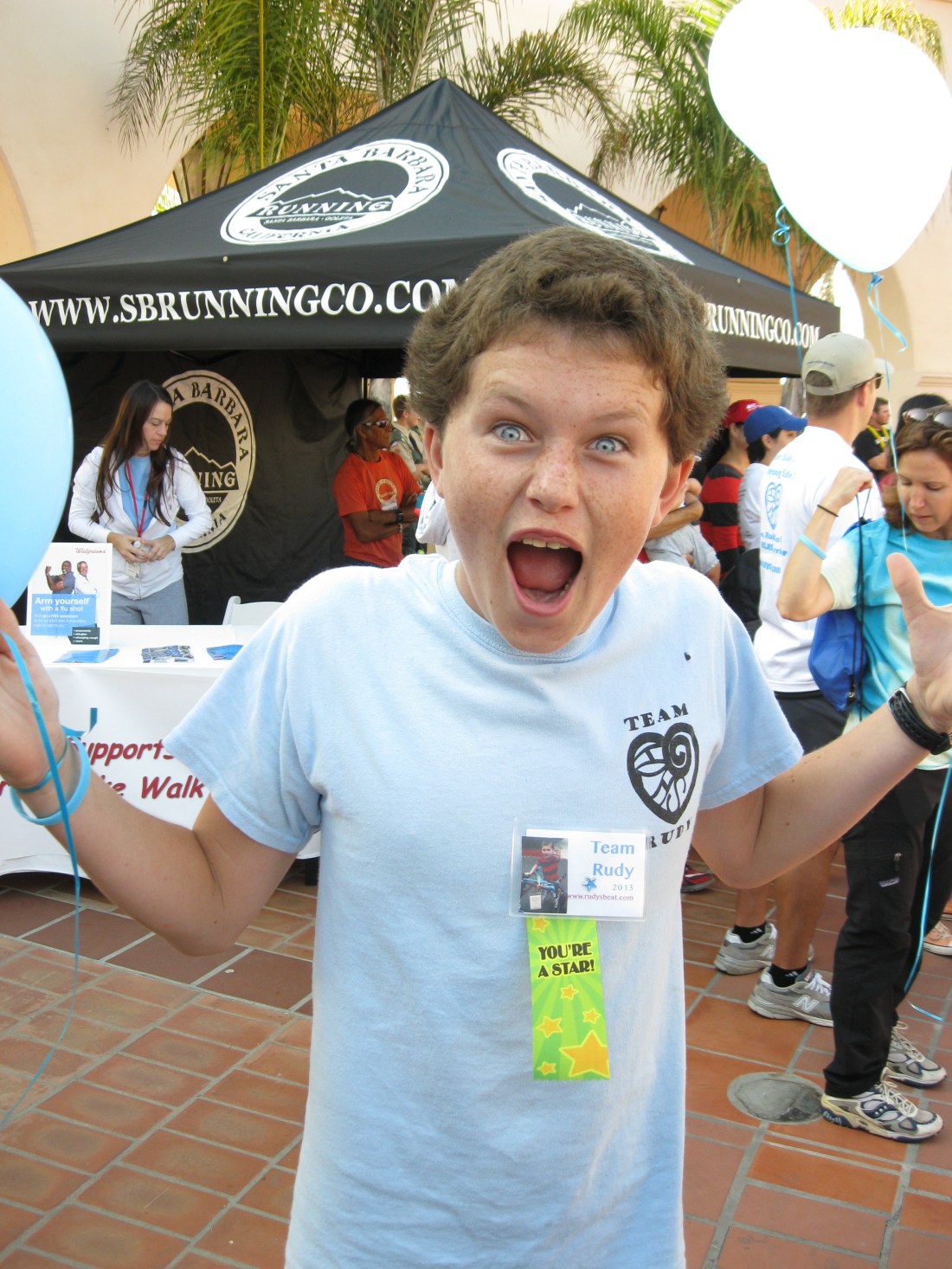 Max reenacting his reaction to the announcement that Team Rudy raised $11,715.00!!!  Ha