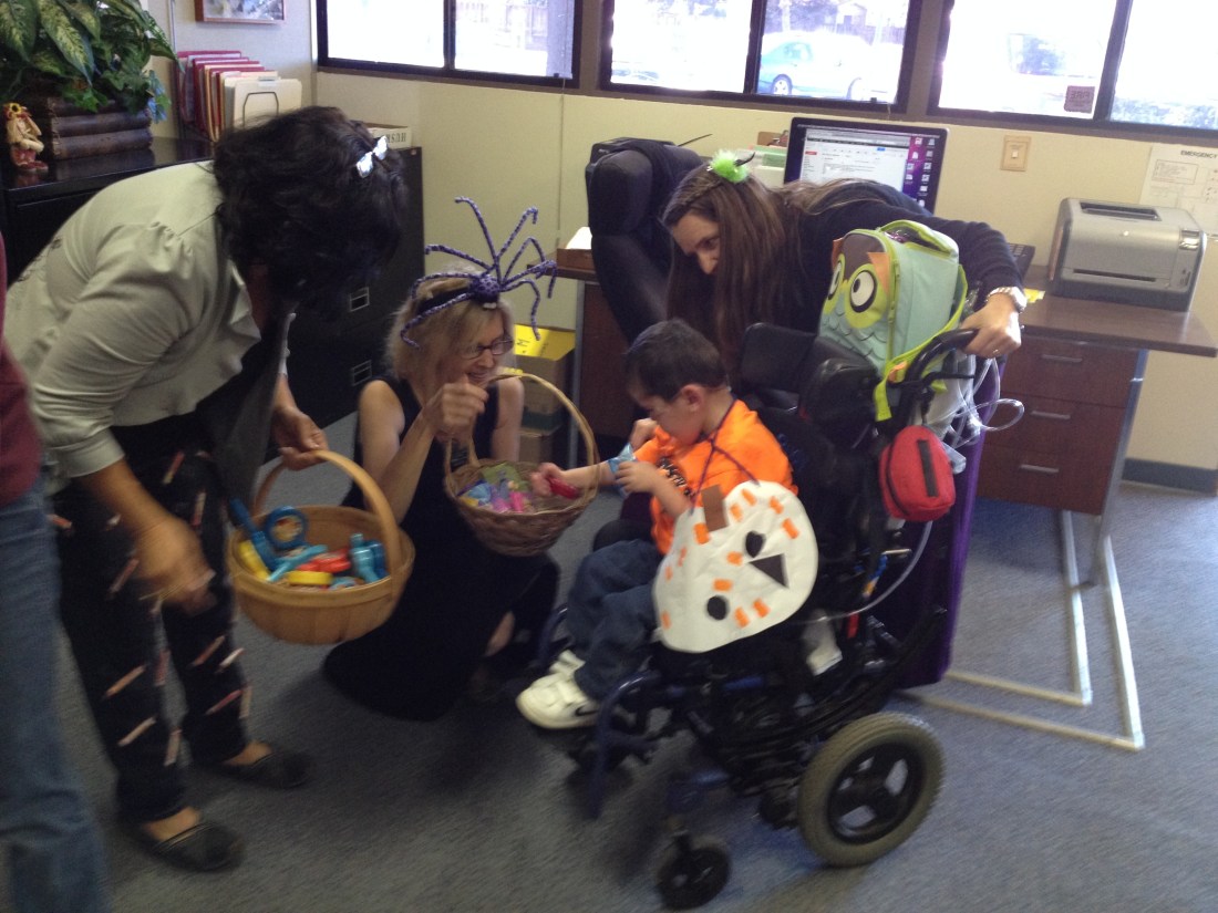 Rudy and his classmates got to trick-or-treat through the school district (GUSD) offices for lots of special treats! 