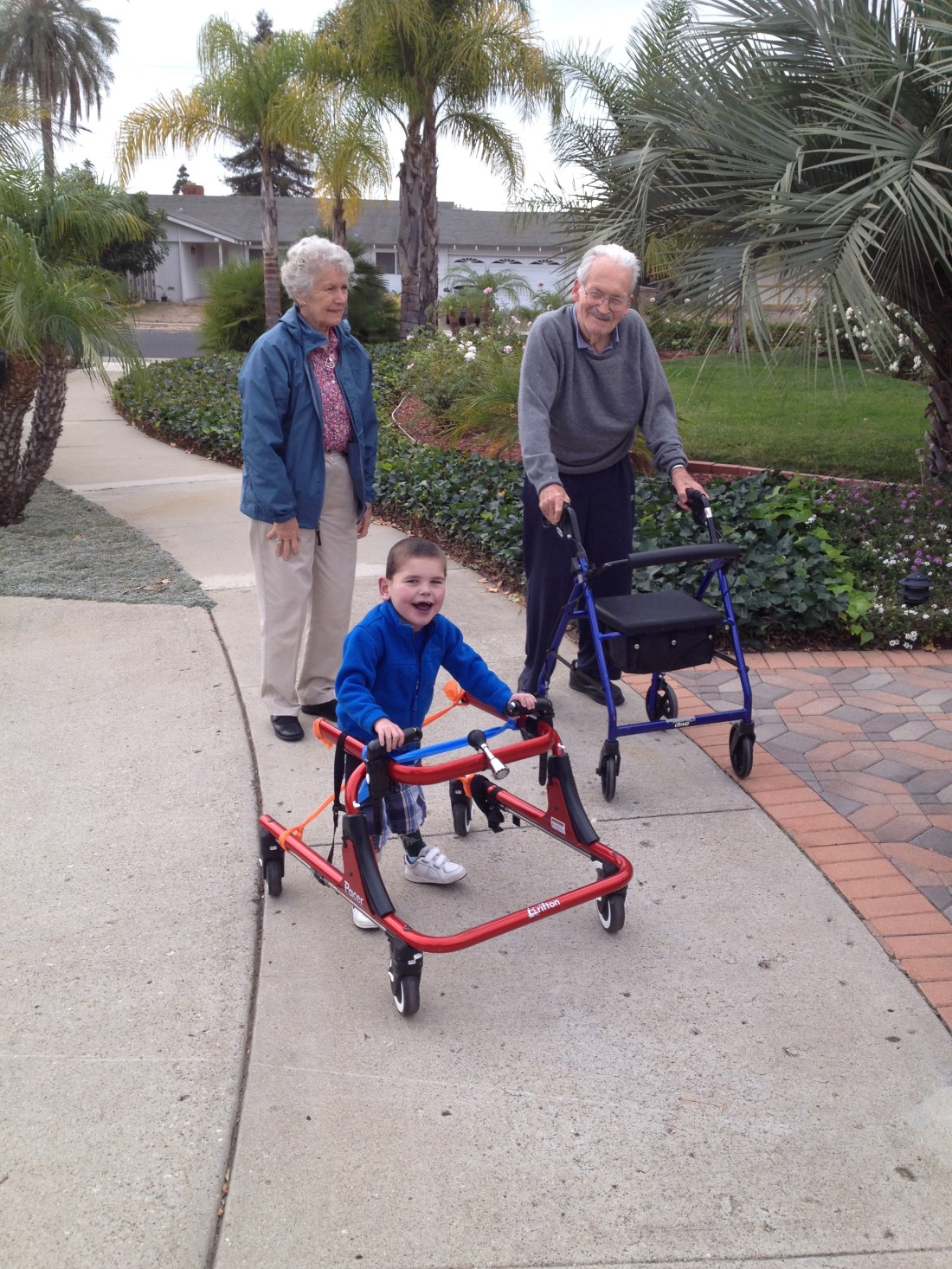 Goin' for a walk with Oma and Opa!