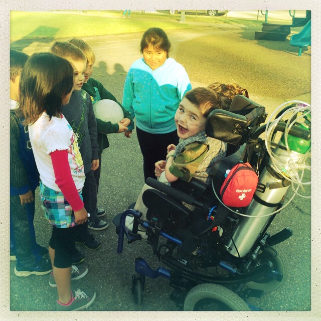 Rudy was happy and excited the minute we walked on the Kindergarten play yard!