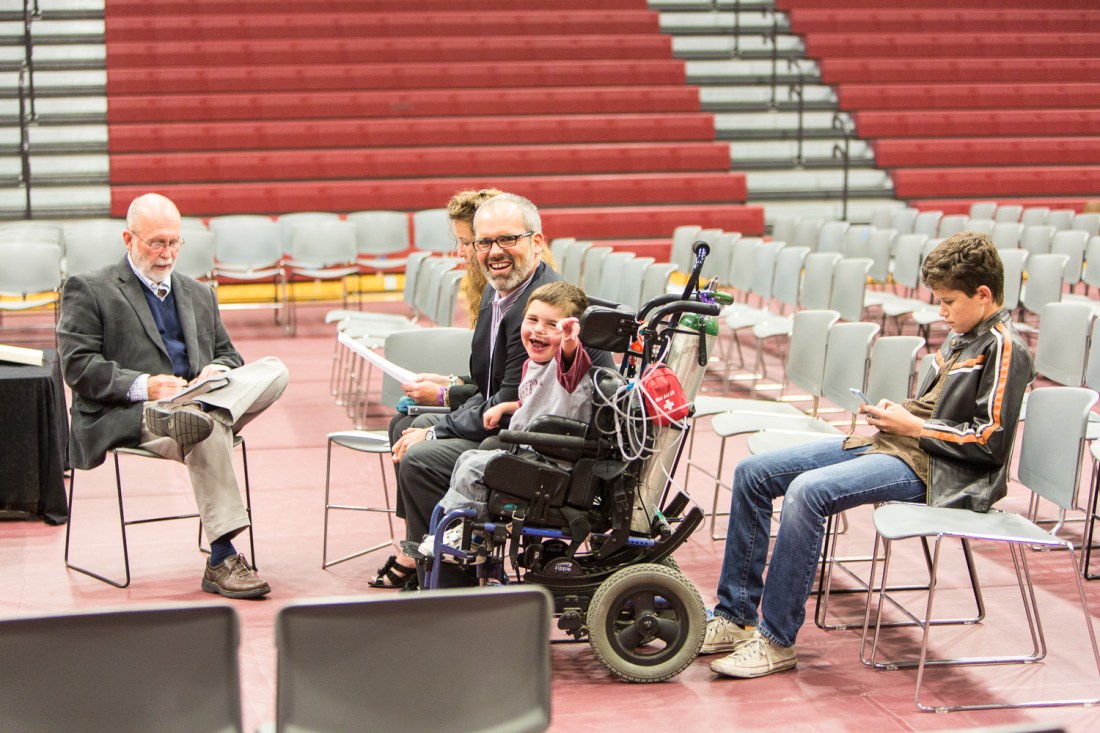 …a little pre-chapel briefing with Ben Patterson (and Max on the Gameboy he unearthed during his room purge the day before!  Love it!!!) 