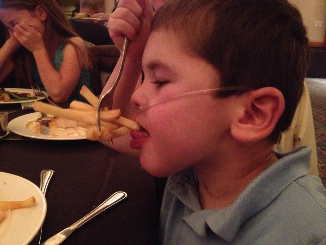 Rudy is showing a little more interest in food….