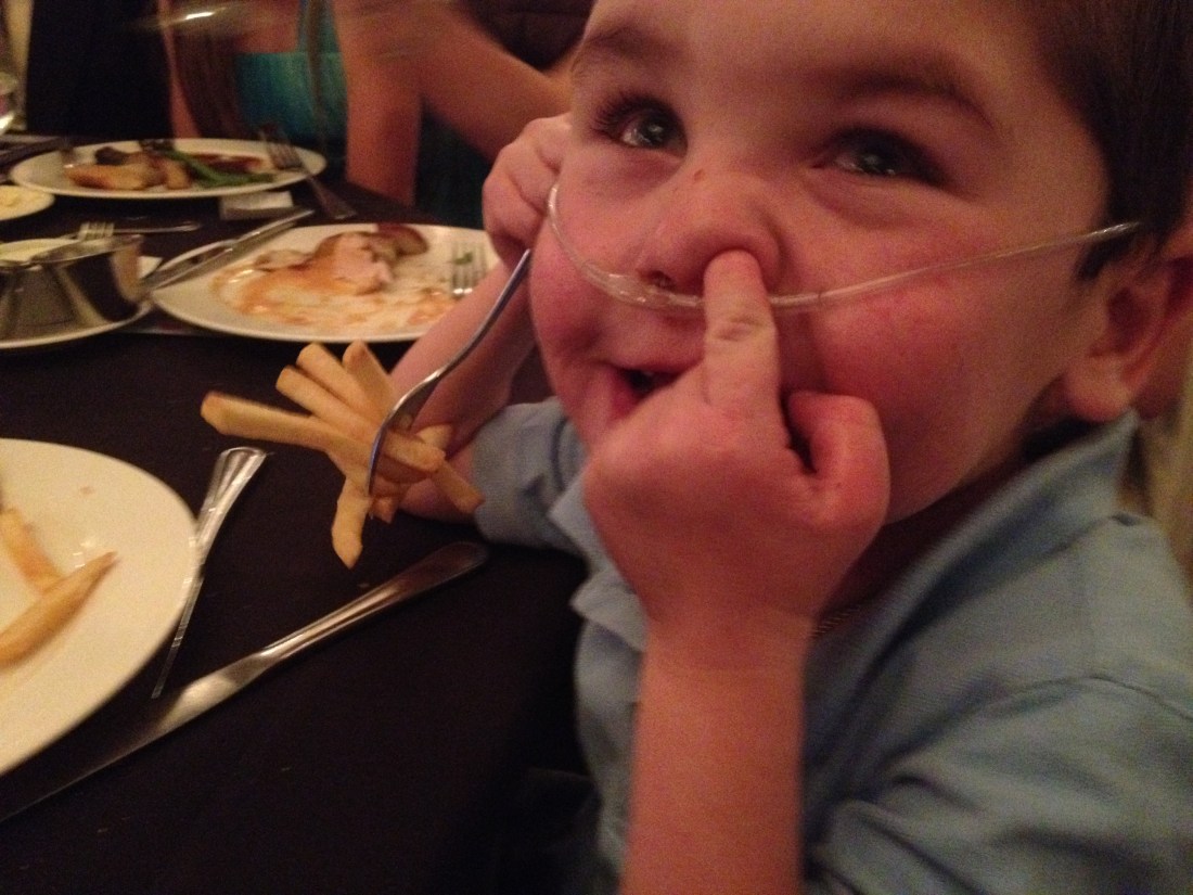 …but needs to work some more on table manners!