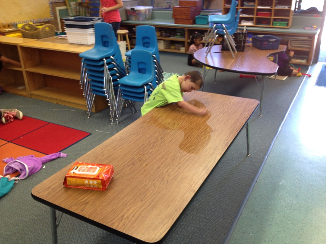 Rudy helped with classroom clean-up at the end of the day...