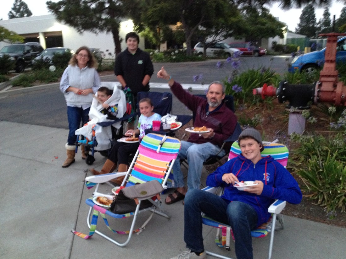 We avoid the firework crowds and watch from a parking lot across the street!  Yeah, we're kinda lame that way but all had fun nonetheless!