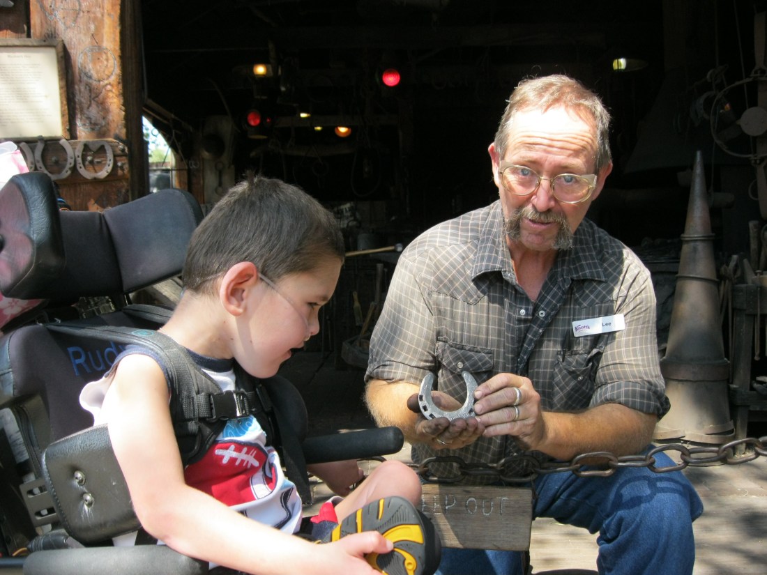 Rudy got a special lucky horseshoe from the town blacksmith!  So sweet!