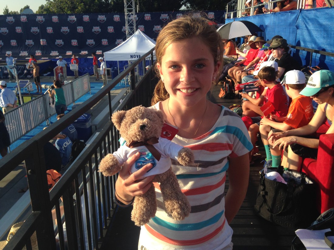 Sweet Maya gave sweet Olivia her podium bear!!!