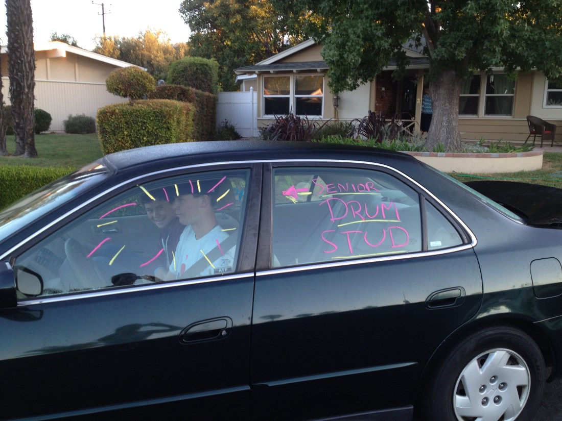 Car window "Love notes" to Wilson by Olivia and Rolf.