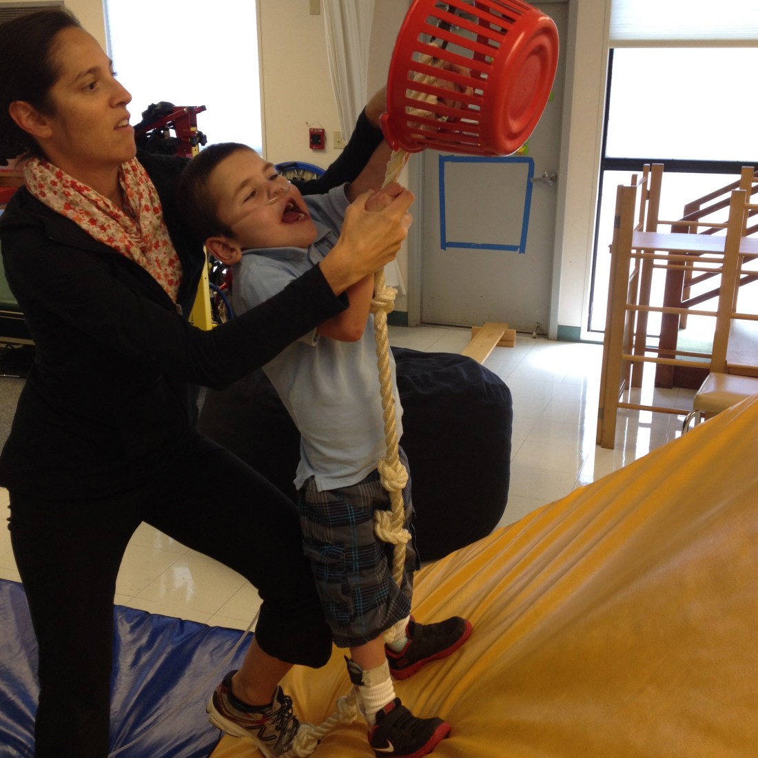 Rudy was quick to climb up the mountain to retrieve a "cool" hot wheels car!