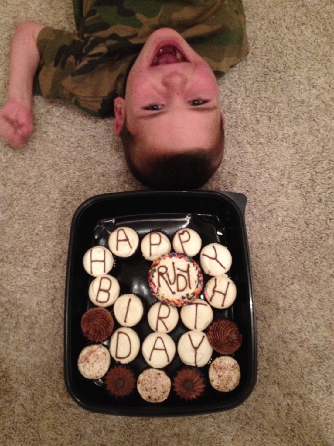 Rudy's stash of homemade gourmet cupcakes by a friend of Wilson.  YUM!