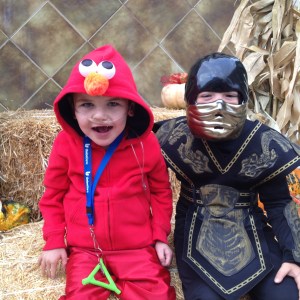 Rudy and his school buddy Harrison went trick-or-treating together at a local shopping center...fun times!