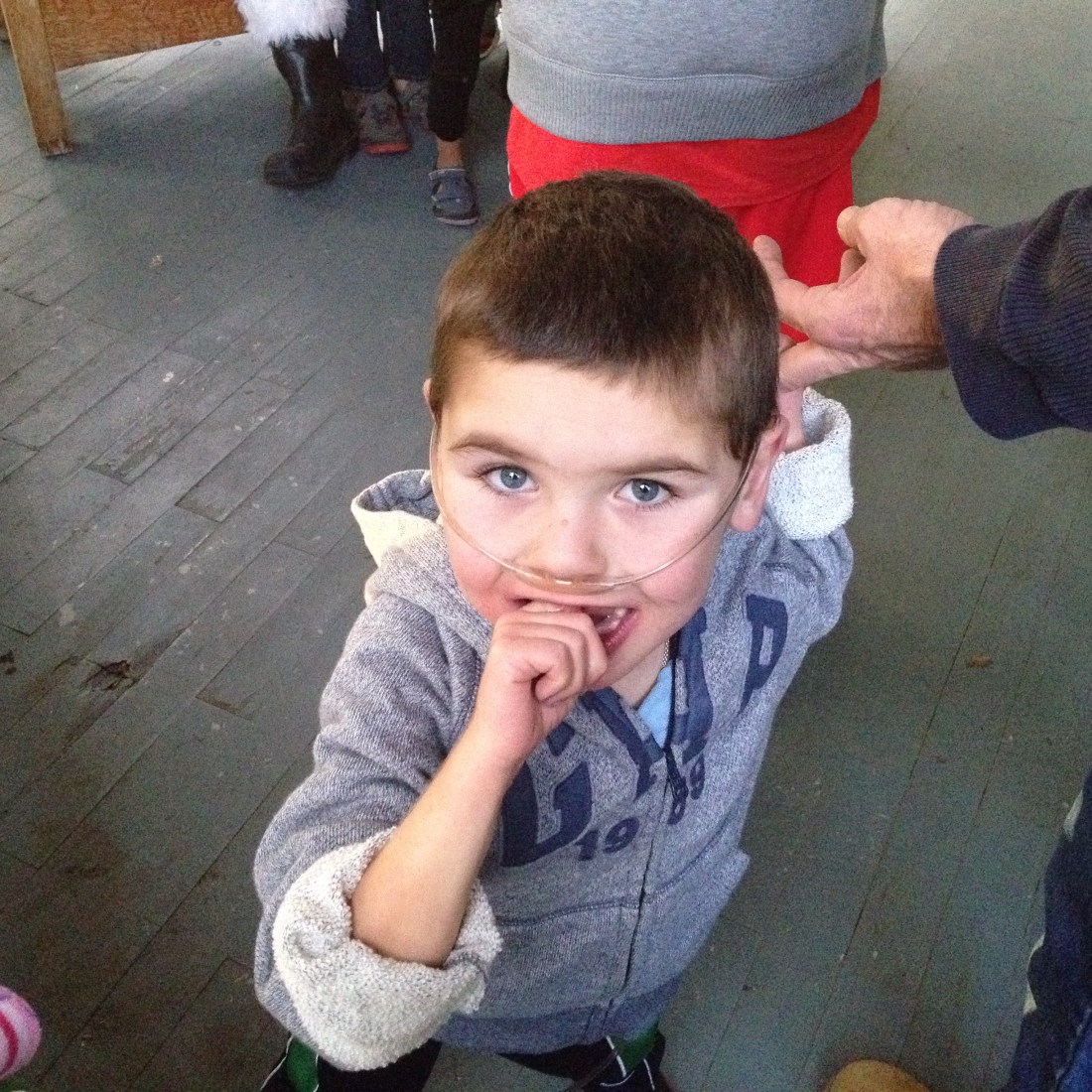 Waiting in line to see Santa!