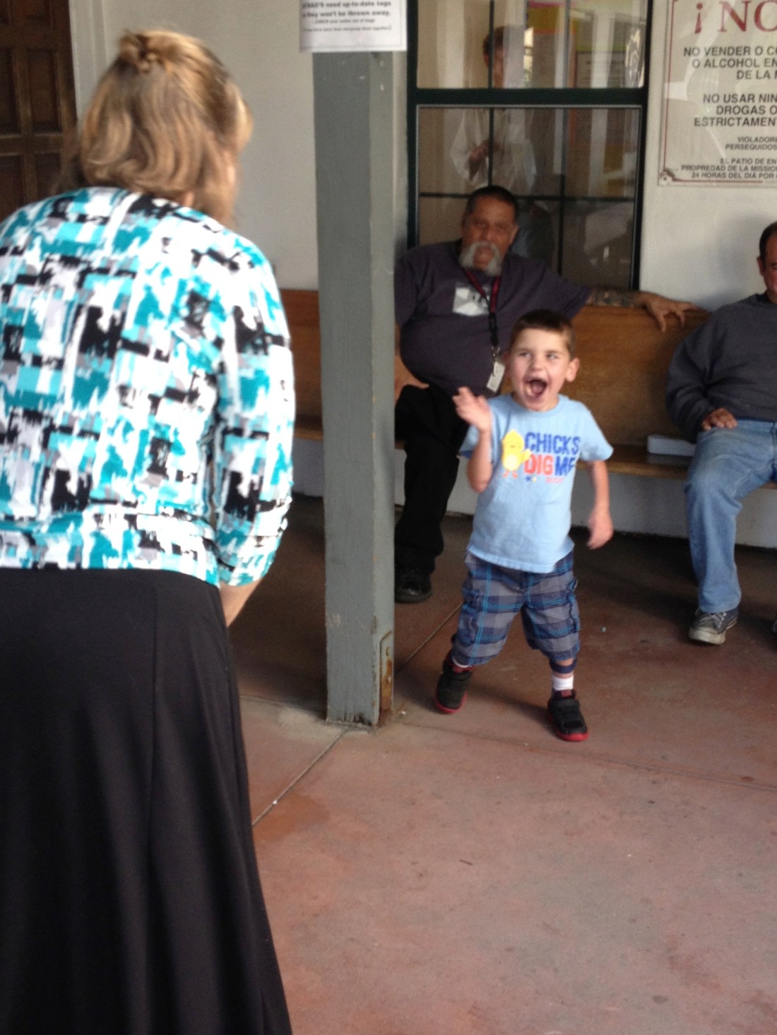 Rudy entertained the guests on the other side of the courtyard with his game of hide & seek with SBRM staffer Jill!