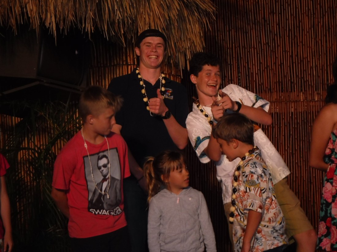 The big boys were good sports and participated in the "Keiki Hula" solely for a photo op!  Ha Ha