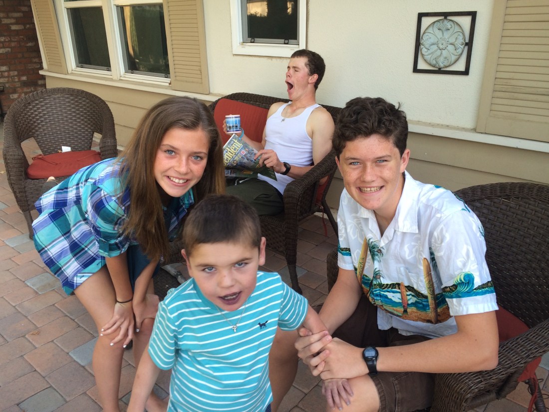 The traditional first day of school porch pic looked a little different this year...