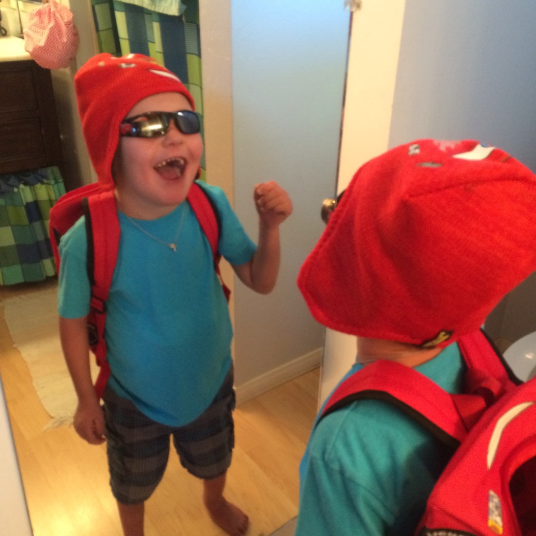 Rudy admiring himself with a belated birthday gift!