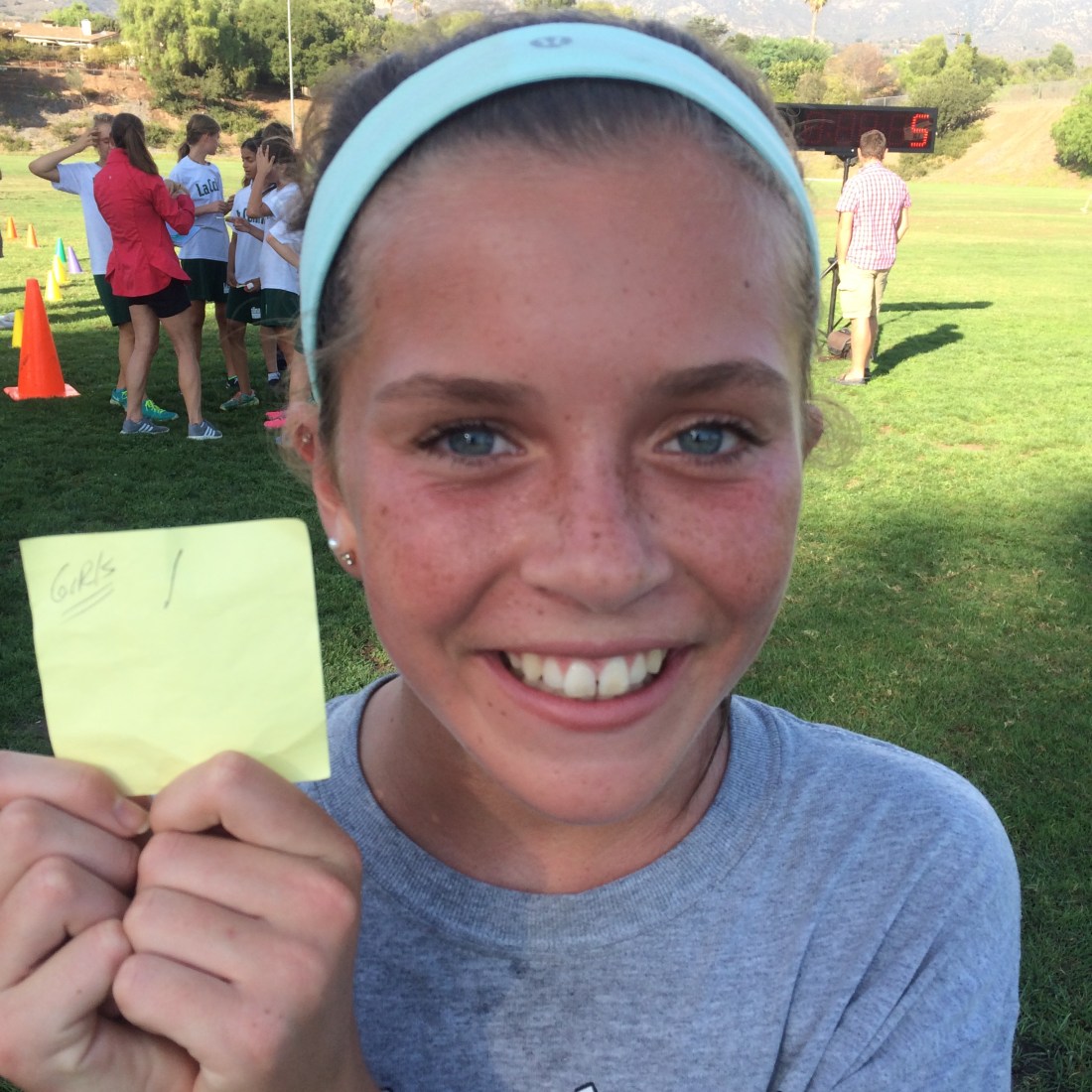 The course was a little less than a mile and Olivia's finish time was 6:15.